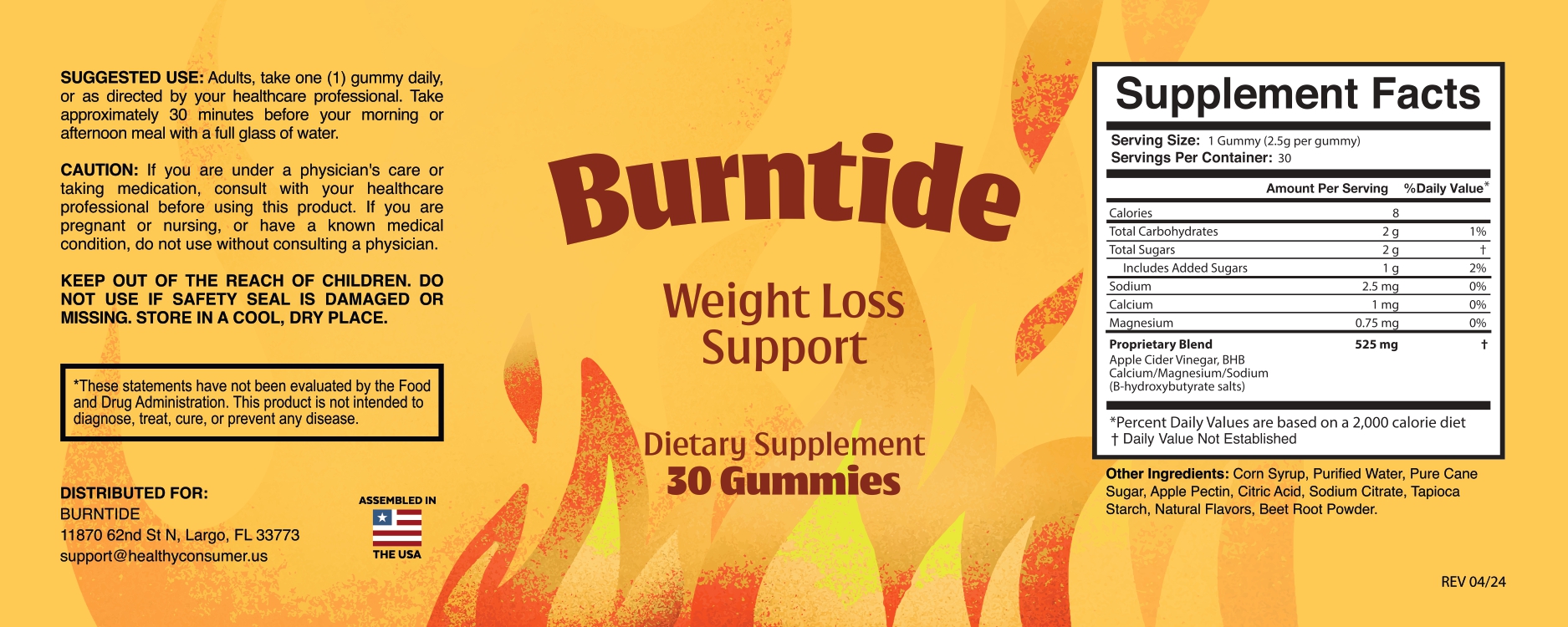 Burntide product label