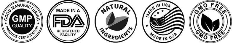 FDA registered, GMP certified, Natural, Made in USA, GMO-Free